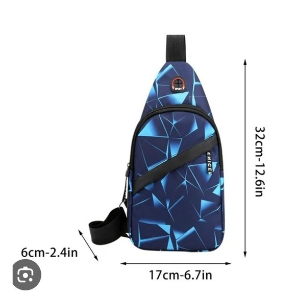 Men's Sling Bag Crossbody Shoulder Backpack Triangle Geometric Pattern Casual - Picture 10 of 10